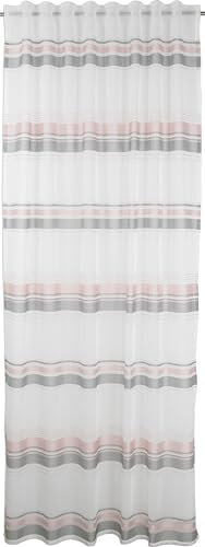 Clever-Kauf-24 Schlaufenschal 2521 | Vorhang mit Querstreifen | Deko Gardine in Rose grau BxH 140x245cm