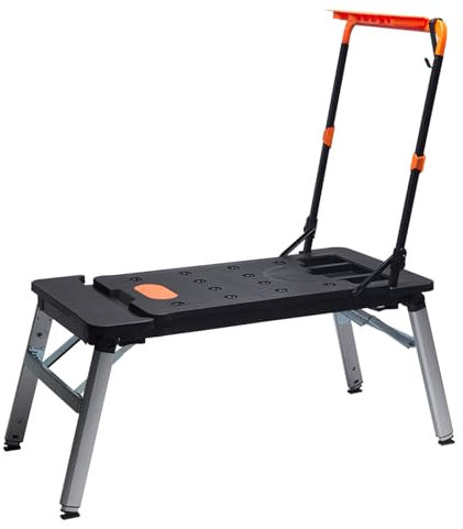 RuiYiL Portable Workbench, 7-in-1Tool Stand Foldable Wood Clamping Work Benches with Adjustable Folding Tabletop for DIY Projects Folding Workshop Repair Tool Table