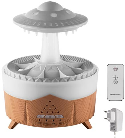 Cloud Rain Luftbefeuchter, 7 Bunte Lichter, Kleiner Humidifier, Aromatherapie Diffusor mit 350ml Wassertank und 3 Stufiger Zeiteinstellung für Home Office