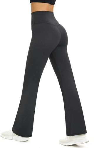 Glacspyg Yogahose Damen Flared Sporthose Hohe Taille Schlaghose mit Bauchkontrolle Trainings Fitness Jogginghose