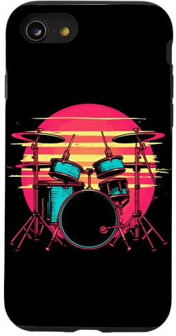 Coque pour iPhone SE (2020) / 7 / 8 Kit de batterie look 80s Music Band Baguettes de batterie