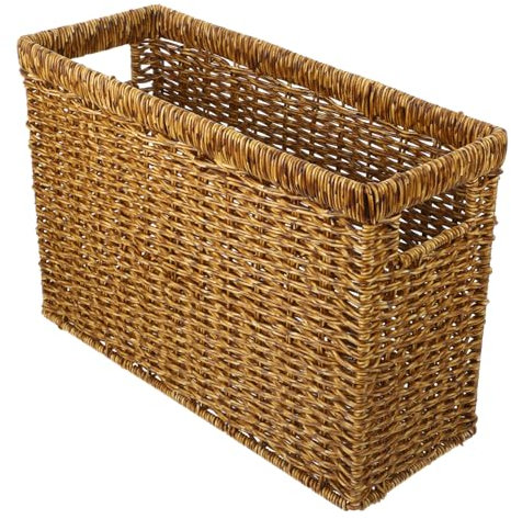 KITANDOVE Geflochtener Zeitschriftenkorb Zeitschriftenständer Boden Weiden-mülleimer Körbe Aus Rattan Schlanker, Geflochtener Müllkorb Schmaler Rattankorb Regalkorb Kunststoff-rattan Coffee
