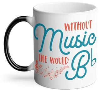 Thermo-Reactive Magic Mug - Without Music Life would B flat Music Musician Instrument - 325 ml