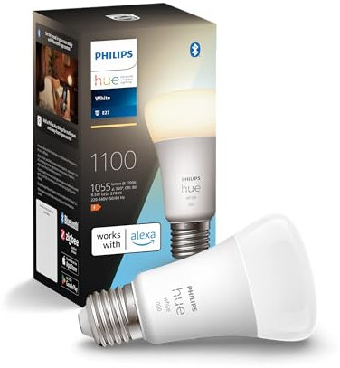 Philips Hue White E27 Lampe Einzelpack 1x1055lm, dimmbar, warmweißes Licht, steuerbar via App, kompatibel mit Amazon Alexa (Echo, Echo Dot)