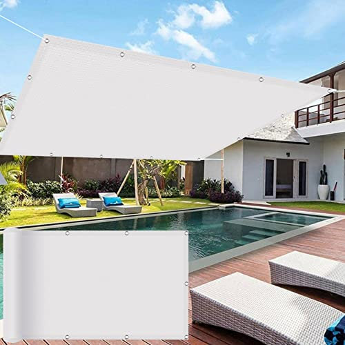 Sonnensegel, 4,5 x 1,5 m, für Terrassenüberdachung, atmungsaktives Segeltuch mit 4 Seilen und Ösen, für Schatten und Schutz im Freien, Weiß