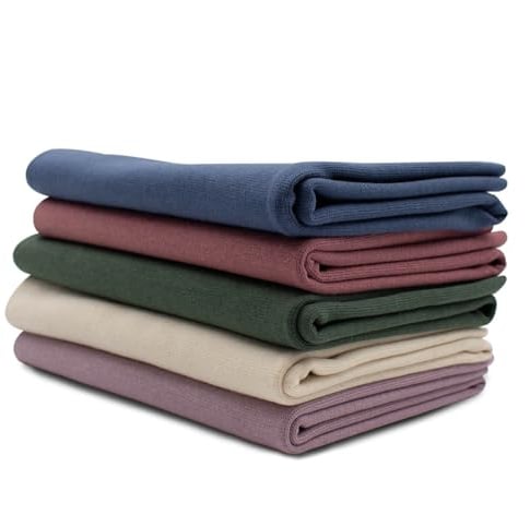 5x 0,25m Bündchenstoff Set Schlauchware 95% Baumwolle, 5% Elasthan Auswahl Jersey (Bunt 5, 5er Set)