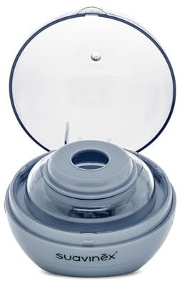 Suavinex, Esterilizador de Chupetes Portátil con Luz Ultravioleta UV, Elimina el 99% de los Gérmenes en 3 Minutos, Funciona con Pilas o USB, Seguro, Sin Agentes Químicos, Ideal Viaje, Duccio Azul