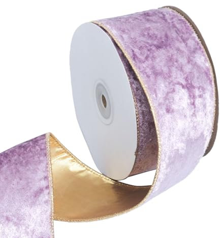 Violettes Samtband mit Draht, 6,3 cm x 9,1 m, für Weihnachtsbaumschmuck, Geschenkverpackung, Girlande, Kranzhandwerk