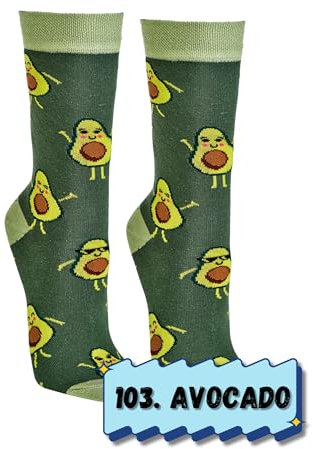 krautwear Herren Damen 2 Paar Lustige Bunte Gemusterte Fun Sneaker Socken Witzige Strümpfe Baumwolle (36-41, Avocado)