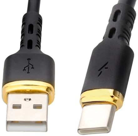 kenable USB 2.0 Cable USB-A to USB-C Metal Ended TPE 2.1A Fast Charging Data Sync Lead Black 0.5m