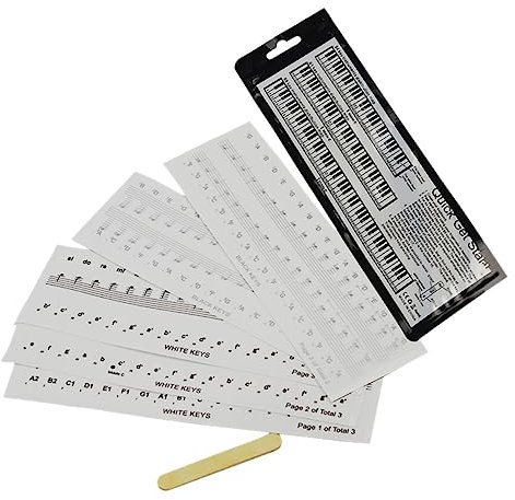 Warmhm 6pcs Piano Keyboard Stickers Keyboard Notes Overlay for Piano Beginners Learning Stickers for 88/76/61/54/36 Keys Easy to Apply Remove Material