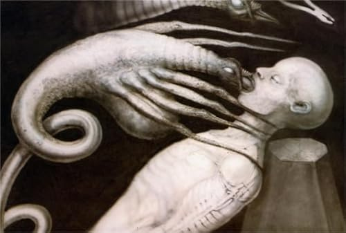 WDZFF Puzzle 1000 Teile ，H.R.Giger Abstrakte Kunst Plakat, Schwieriges Unregelmäßiges Puzzle ，Erwachsene Stressabbau Spiel Kunst Bild Xa05Wp