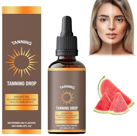 Sonnenlose Bräunungstropfen mit Wassermelonenduft,Selbstbräunungstropfen natürlichen organischen Inhaltsstoffen Advanced Self Trinken für Gesicht Körper,sonnengeküssten Teint (Brown)