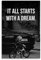 TMWHONG Poster mit Zitat It All Starts With A Dream, inspirierender Druck, Zitate, Gemälde, Büro, Zuhause, Wanddekoration, 30 x 45 cm
