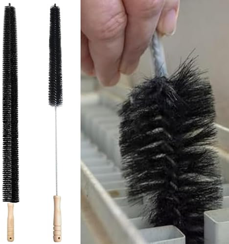 2pcs Radiator Cleaner Brush,75/70cm Long Thin Radiator Brush,Cleaning Dust and lint from Confined Spaces,Brushes with Hanging Hook Loop Multi Purpose,RadiatorBrushes Easy Cleaning of Home and Office