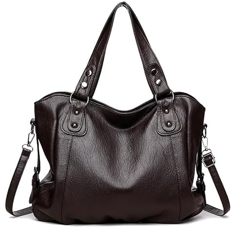 Coolives Damen Schultertasche Shopper Große Handtasche Henkeltasche Damenhandtasche aus PU-Leder Tasche Hobo Damentasche Umhängetasche Taschen für Frauen Mutter Dunkelbraun
