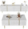 Merax Modern Living Room sets, high-gloss white TV cabinet and coffee table set, white-gold Modern Simple Elegant design, Plenty of storage space
