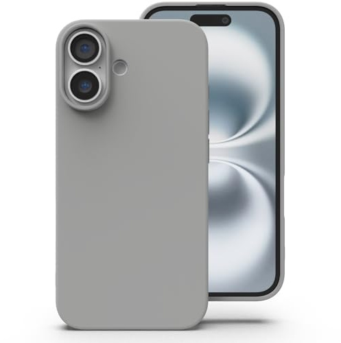 Zuvirelx Silikon Hülle für iPhone 16 - Weltraumgrau | Dünne, Rutschfest, Weiches Griff, Minimalistisch, Taschenpassend, Stoßfest Handyhülle