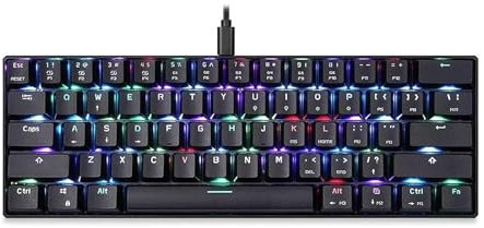 SHRGOMPIT Mechanical Gaming Keyboard,Wired 60% Mechanical Gaming Keyboard RGB Backlit Ultra-Compact Blue Switch,for Mac Windows Laptop