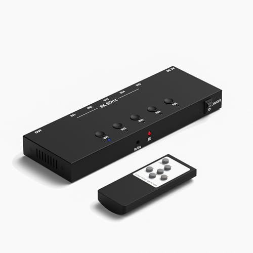 ZUZONG 8K@60Hz HDMI Switcher 5 in 1 Out Aluminum Support 4K@120Hz HDR10+ HDCP 2.3 CEC VRR HDMI 2.1 Switch Splitter Compatible with PS5/4 Xbox X/S Nintendo Switch/OLED Roku Apple TV Fire Stick UHD TV