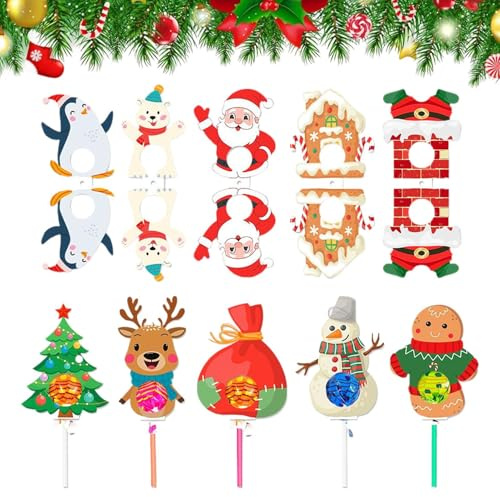Weihnachtsbonbonhalter - Weihnachtsmann Geschenkverpackung Karten | Lebkuchenmänner Deko für Dessert Zuckerhut Schokolade Festliche Feier,Tisch Zuhause Bürio Klassenzimmer Festliche Feier