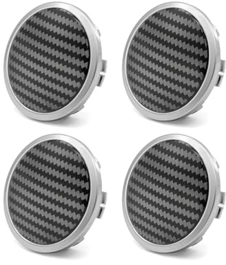 Ysbxitu 4X75MM Radnabenkappen für Felgenkappen kompatibel mit Mercedes-Benz - Radnabendeckel Auto Nabe Rad Mittel Kappe Ersetzen Passgenau & Hardcover - Kohlefaser Textur Silber für Auto Zubehör