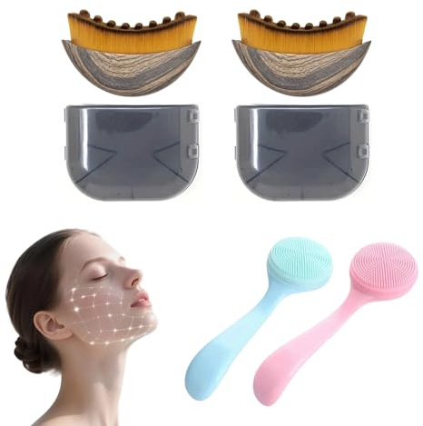 SDKZBFC Cepillo Linfático Facial - 4 Unidades Cepillo Profesional de Drenaje Linfático Facial para Piel Más Firme, Limpieza Profunda y Relajación, para Uso en Movilidad y en el Hogar