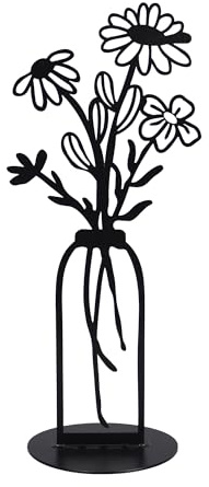 UNUS Deko Aufsteller aus Metall Blumenvase 35 cm Blumen Silhouette Schwarz