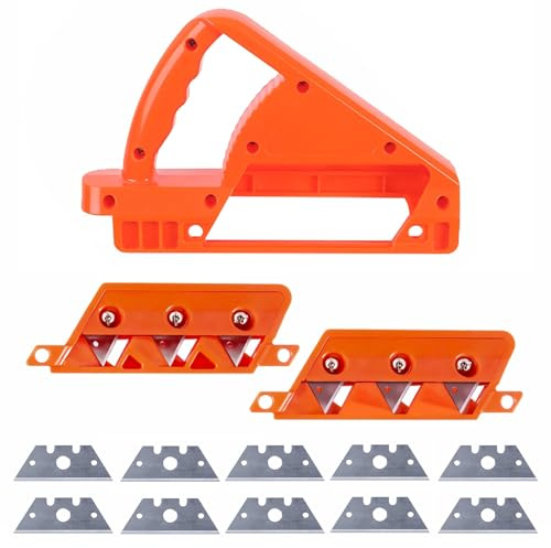 Rigips Kantenhobel für Gipskarton 45° 60° mit 10 Klingen Trockenbau | Präzise 90°/120° Schnittkanten an Rigipsplatten – ergonomischer Handhobel für professionellen Trockenbau