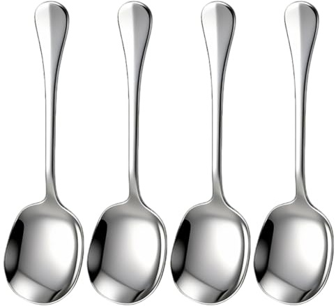 4 Stück Servierlöffel Edelstahl Rostfrei, 21 cm Groß, Poliert Silber, Perfekt für Restaurants, Familienfeiern & Partyfeste, Ideal zum Portionieren von Speisen