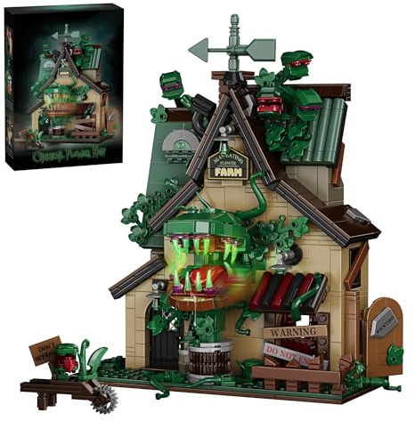 Horror House Building Block Set, 1128 Pieces Piranha Plant Building Toys for Adults, Piranha Plant Night Horror House Display Model Kit Home Office Decor, Ideas Piranha Collection Gift