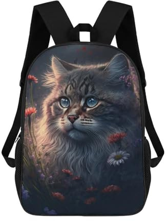 sinyumoney Whiskered Whimsy A Feline Fantasy Rucksack Schule Business Strapazierfähige Laptoptasche Für Teenager Mädchen Jungen Frauen Männer 17inch