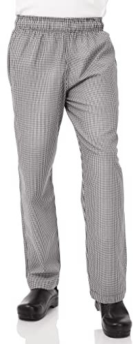 Chef Works Essential Unisex Baggy Pants - Medium / M / Med - Small Black Check Design, Waist Size: 34-36 inch, Polycotton, Men's & Women's Chef Pants, 3 Pockets, A026-M