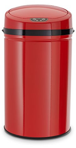 ECHTWERK Cubo de basura, cubo de basura con sensor, cubo de basura eléctrico, sensor de movimiento por infrarrojos, cuerpo de acero inoxidable, , INOX Rojo, 30 litros de capacidad