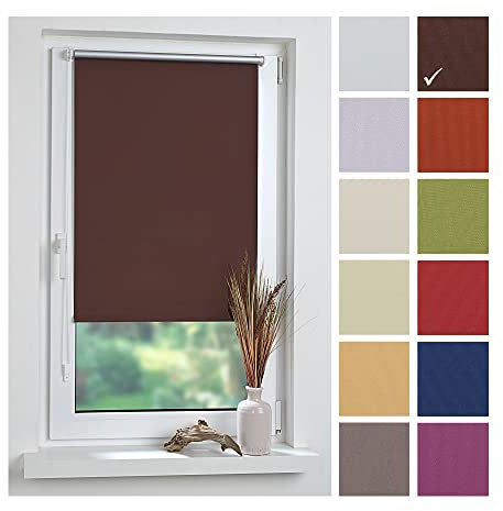 Liedeco® Rollo Klemmfix Thermobeschichtet - 100 x 150 cm braun (B x H) / lichtundurchlässig verdunkelnd stufenlos verstellbar/kein Bohren; Klemmen/Klemmfix Rollo Sonnenschutz Sichtschutz