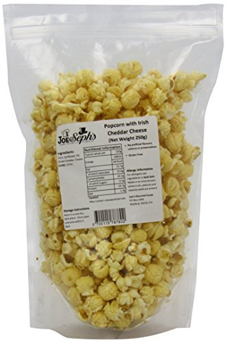 Joe & Seph's Cheddar Cheese Popcorn (1x250g) Great Taste Award Winner, gourmet popcorn, air-popped popcorn, popcorn for a party, bulk popcorn pack, salty popcorn, cheese, movie night snacks