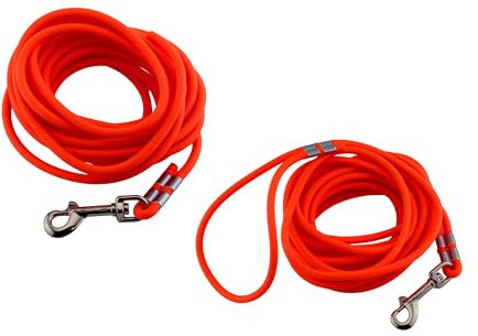 LENNIE Wasserfeste Schleppleine für kleine Hunde, Made in Germany, Easycare rund, 5m 10m 15m Hundeleine mit Handschlaufe, Neon-Orange [Ø 6mm (bis 15kg), 5m]
