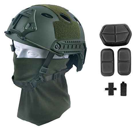 LOOGU Airsoft Helm Typ Fast PJ Taktischer Helm Militär Ops Core Schutzhelm mit Kopftuch Sturzhelm für Freizeit Outdoor Paintball Tactical Top Helmet