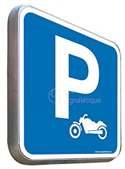 AUA SIGNALETIQUE - Parking Moto - Panneau Type Routier Avec Rebord - 350x350 mm alu type routier