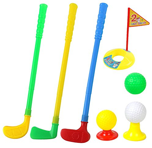 ORZIZRO Plastic Golf Clubs, Educational Golf Toys Sets for Toddlers Kids, Outdoor Indoor Sports Golf Game Toys for Boys Girls, Sturdy & Multi-Colored