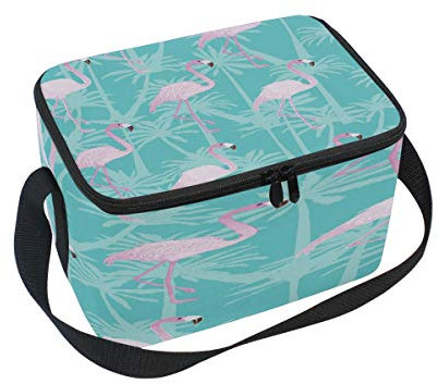 Use7 aquarelle palmier Flamant rose isotherme Sac à déjeuner Sac fourre-tout Cooler Lunch Box pour pique-nique d'école Femme Homme enfants