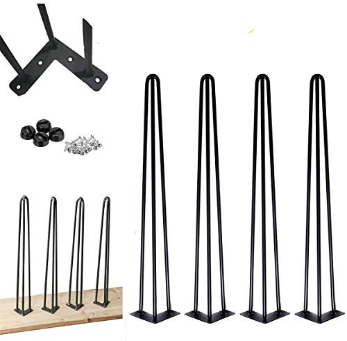 Pieds De Table en Épingle à Cheveux 71 Cm, Pieds De Table en Métal pour Meubles Modernes du Milieu du Siècle Noir, Lot De 4