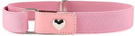 Ladeheid Kinder Gürtel Ohne Schnalle Elastischer Kindergürtel für Jungen und Mädchen 1-6 Jahre 34-65 cm P15G (Rosa/Herz)