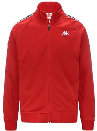 Kappa Felpa Uomo Rosso Collo Alto in Acetato Bande Laterali Stampa con Logo 301EFU0F67 L
