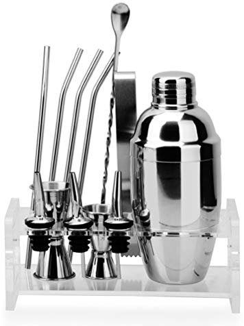Set Cocktail, 12 Pezzi Kit Da Barman Professionale In Acciaio Inox, 550ml Shaker Per Cocktail, Shaker Cocktail Con Supporto, Per Casa E Bar,550ml