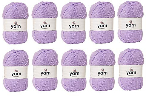 Korbond DK Yarn 10x100g 2900m, Knitting & Crochet, Lilac | Lilac | 10 x 100g Balls | Approx. 2,900m Total | 100% Acrylic