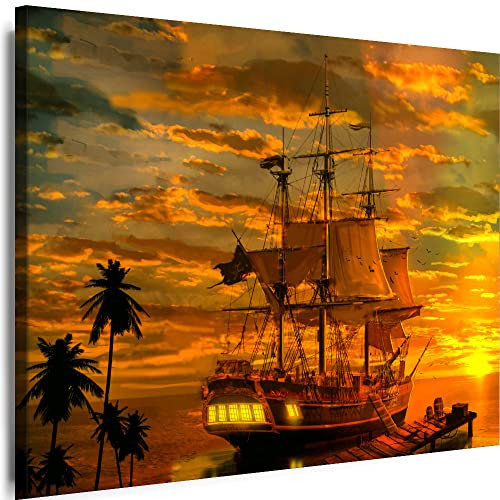 Myartstyle - Bilder Schiff Meer Natur 70 x 50 cm Leinwandbilder Xxl - 1 Teilige Wandbilder Kunstdrucke w-a-2055-20
