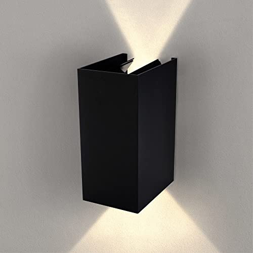 Ledvion - LED Wandlampe, 3000K, 9W, IP54, Schwarz, Cube, Außenlampe, Wandlampe Innen, Gartenbeleuchtung