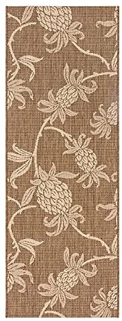 Gertmenian Reyn 46657 Kona Coast Läufer für drinnen und draußen, 5 x 15 cm, Flecken- und UV-beständig, ideal für Terrasse, Pool-Räume, Ananas, Braun