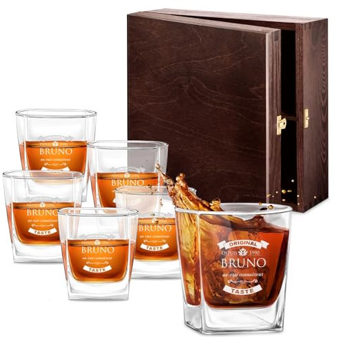Maverton Ensemble de 6 Verres à Whisky pour lui - Cadeau Homme - Verres classique pour connaisseurs - Gravure au Laser sur chaque Verre a Whisky 250 ml - Cadeau Personnalisé pour homme - Original